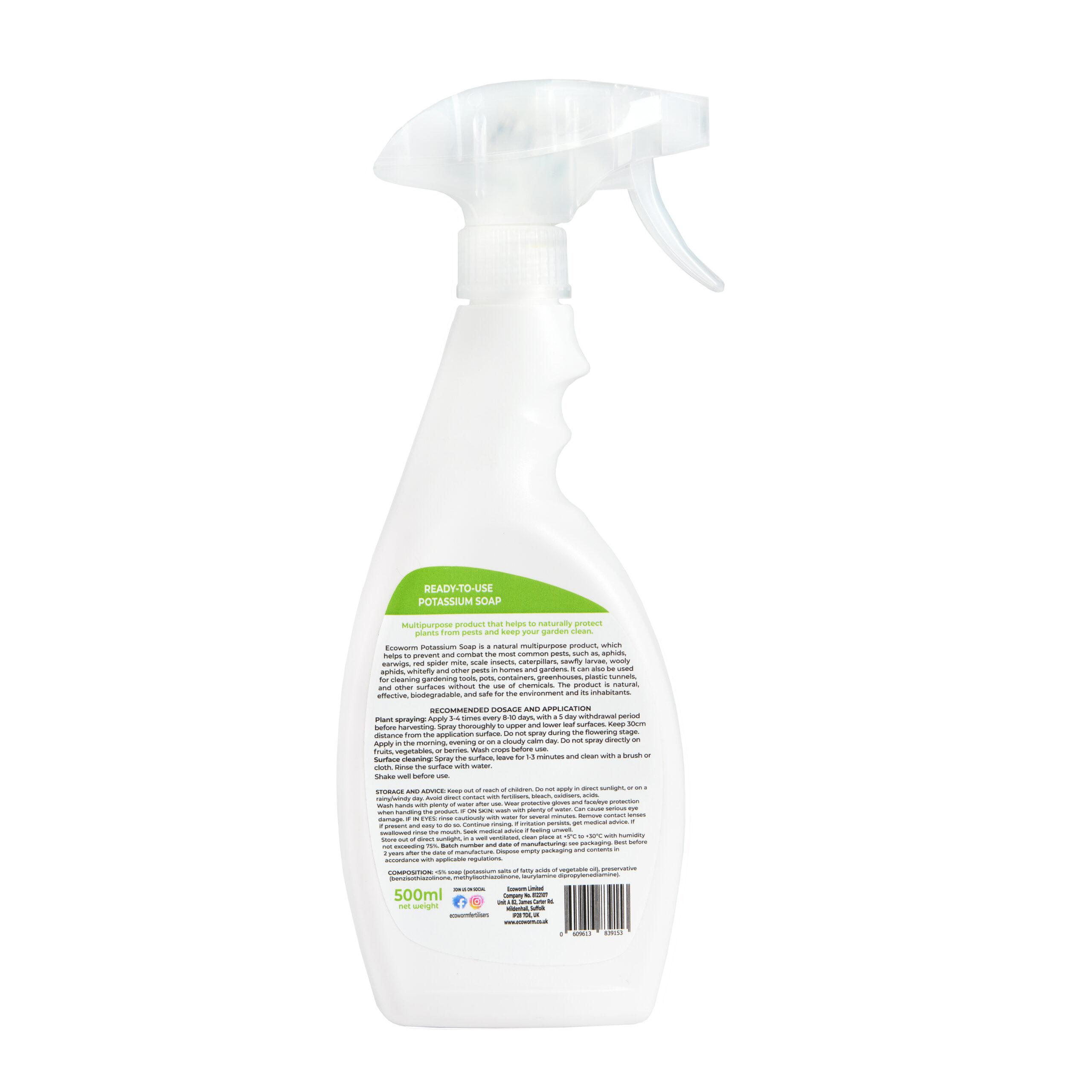 Clean & Guard Potassium Soap Spray 16.91 fl oz - Ecoworm Organic Fertilizer